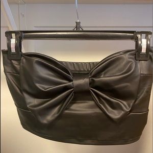 PU Leather Bow Tube Top